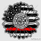 firefighter sunflower thin red line design with fire dept badge for shirts decals and gifts