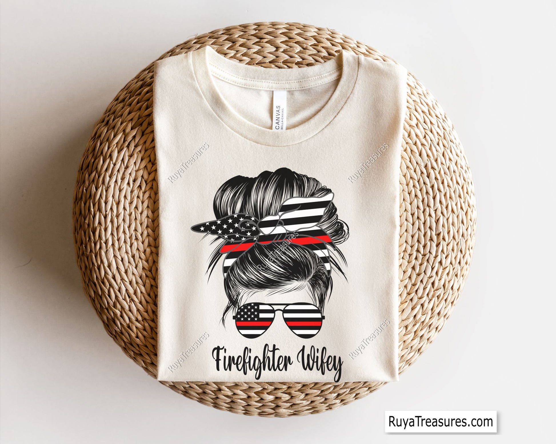 Firefighter Wifey Messy Bun Svg