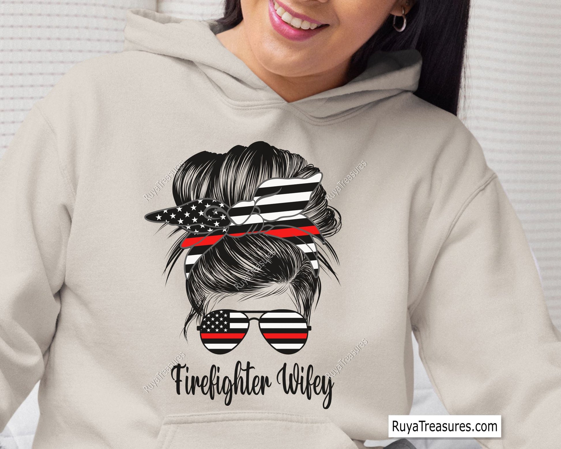 Firefighter Wifey Messy Bun Svg
