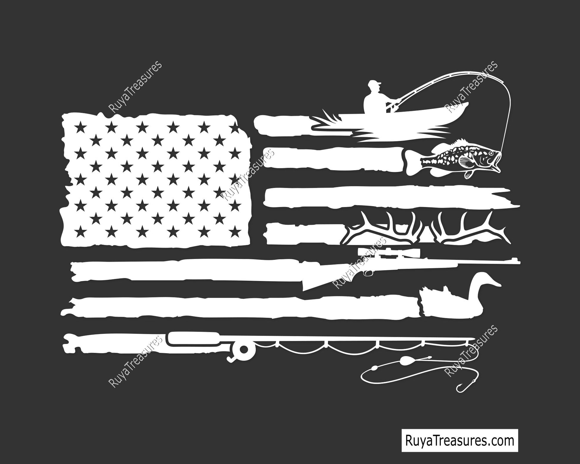 Fishing and Hunting Flag Svg Png