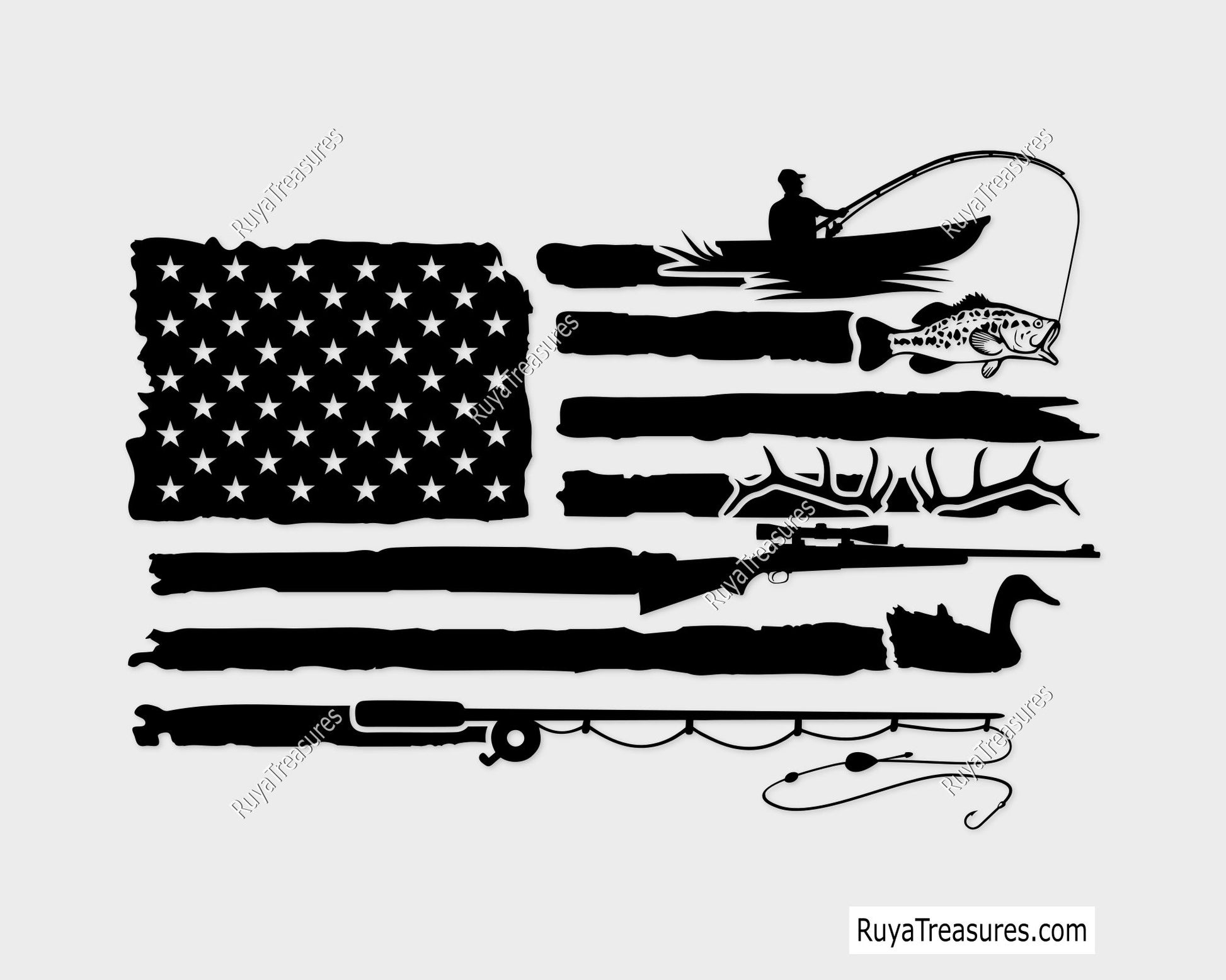 Fishing and Hunting Flag Svg Png