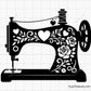 floral sewing machine SVG PNG featuring vintage sewing machine with roses hearts and decorative patterns for shirts decals and craft projects