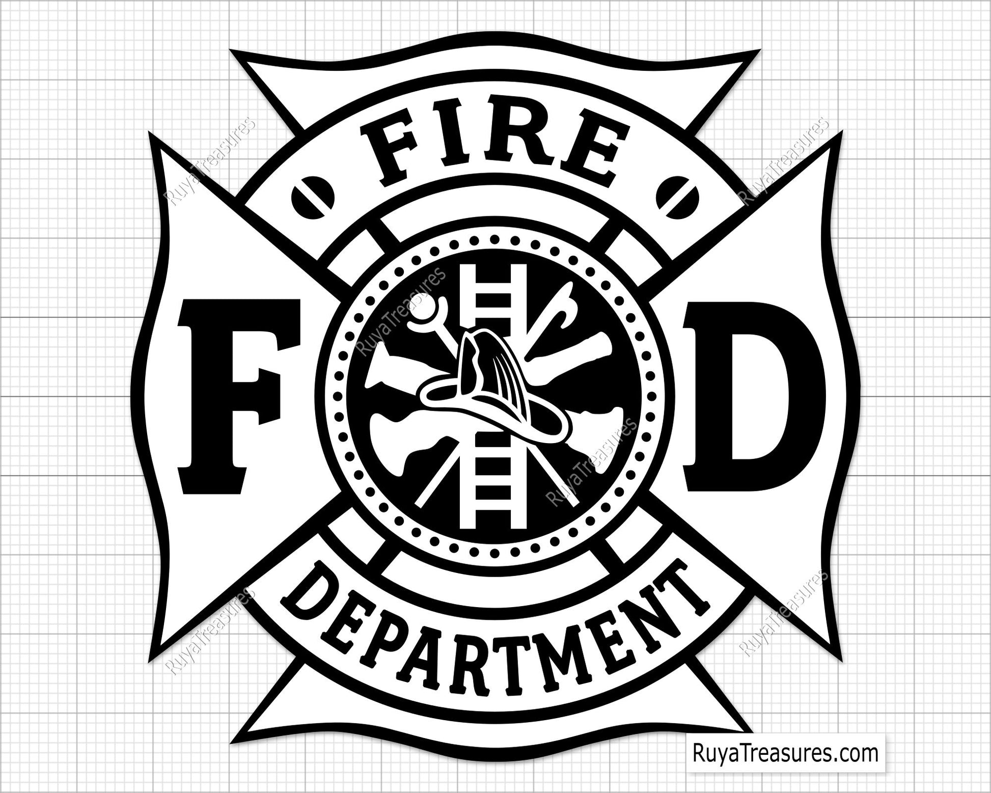 Free Fire Dept Badge Svg Png, Firefighter Maltese Cross Emblem Design