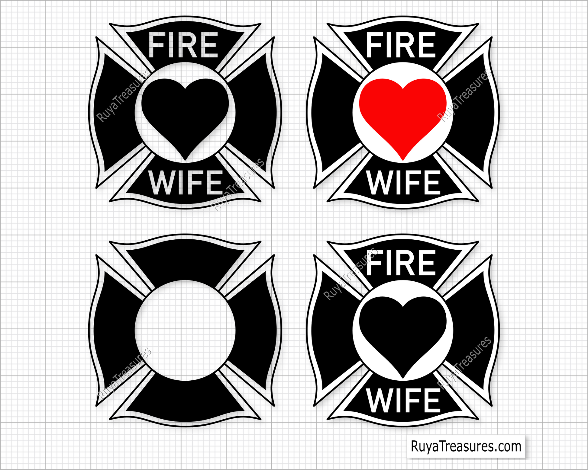 Free Firefighter Wife Svg Png, Fire Dept Maltese Cross Heart Design