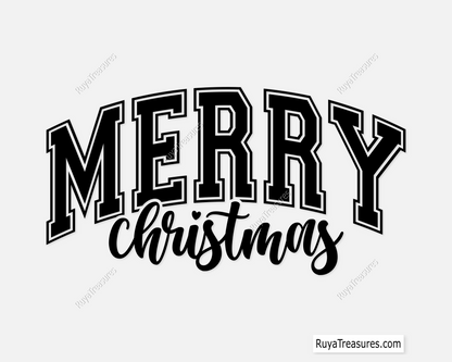 FREE Merry Christmas Svg, Retro Christmas Svg, Varsity College Christmas Svg