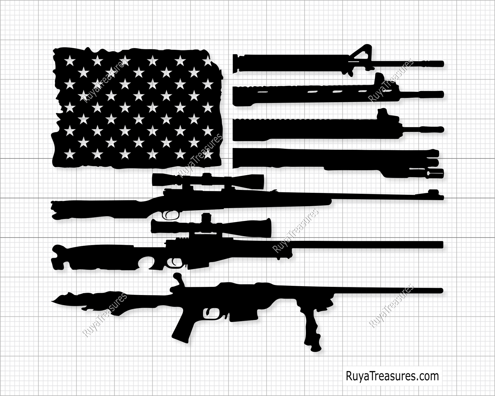 Gun Rifle Flag Svg
