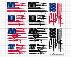 Gun Rifle Flag Bundle Svg