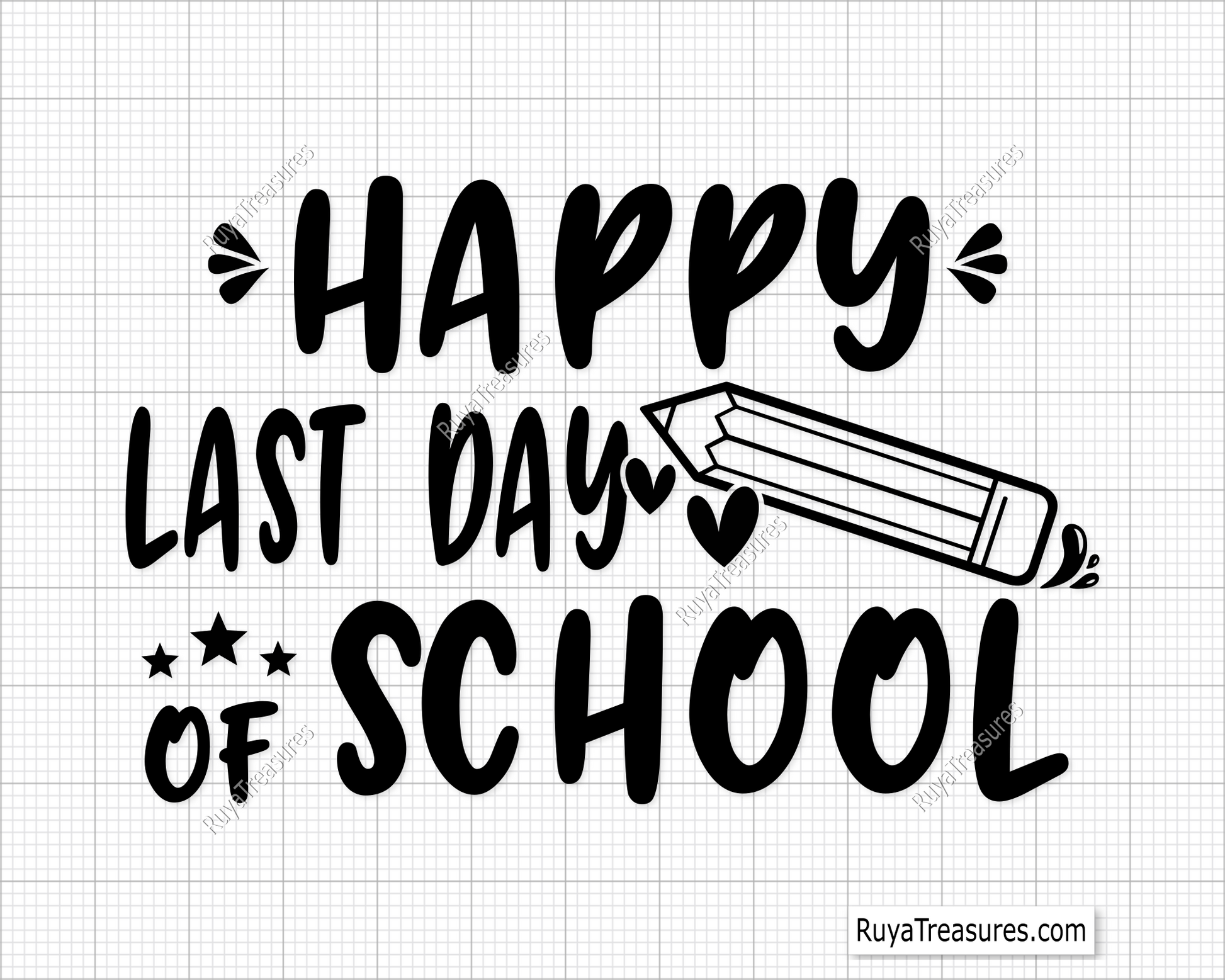 Happy Last Day of School SVG PNG, a fun celebration design perfect for teachers, students, and school-themed crafts
