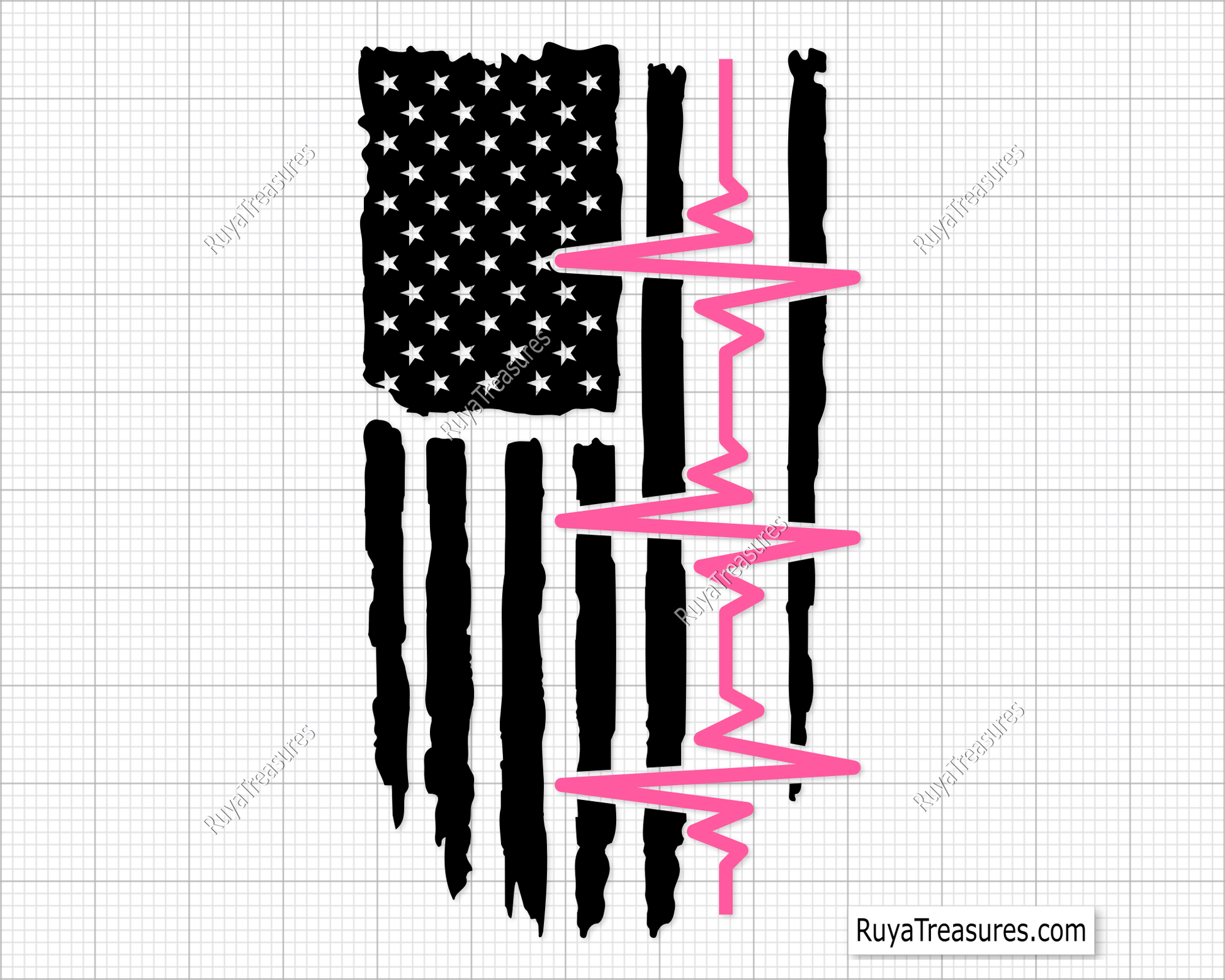 Heartbeat Breast Cancer Flag Svg