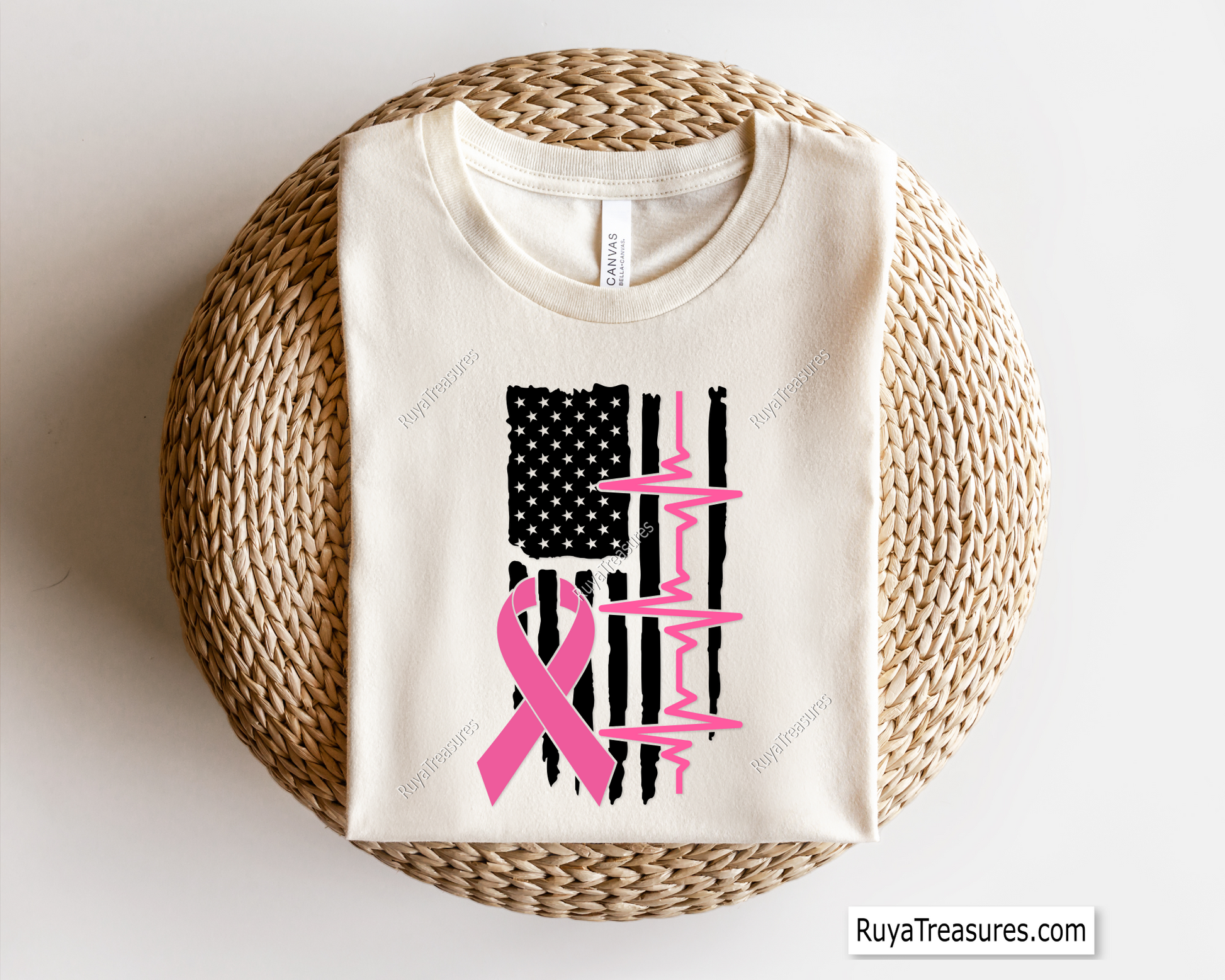 Heartbeat Breast Cancer Flag Svg