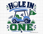 hole in one golf SVG PNG featuring golf cart with number one flag for shirts decals hats and golfer gifts