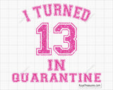 Free I Turn 13 In Quarantine Svg Png, Funny Birthday Quote
