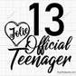 Julie 13 Official Teenager Svg, 13th Birthday Svg, Birthday Girl Svg