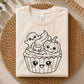 Cute spooky cupcake cut file with Halloween ghost, pumpkin, bat, and kawaii faces, ideal for Cricut crafts, decals, printables, party decor, and DIY projects.