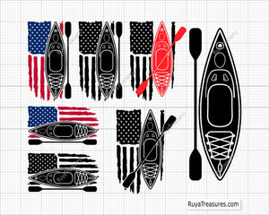 Kayak American Flag SVg Png