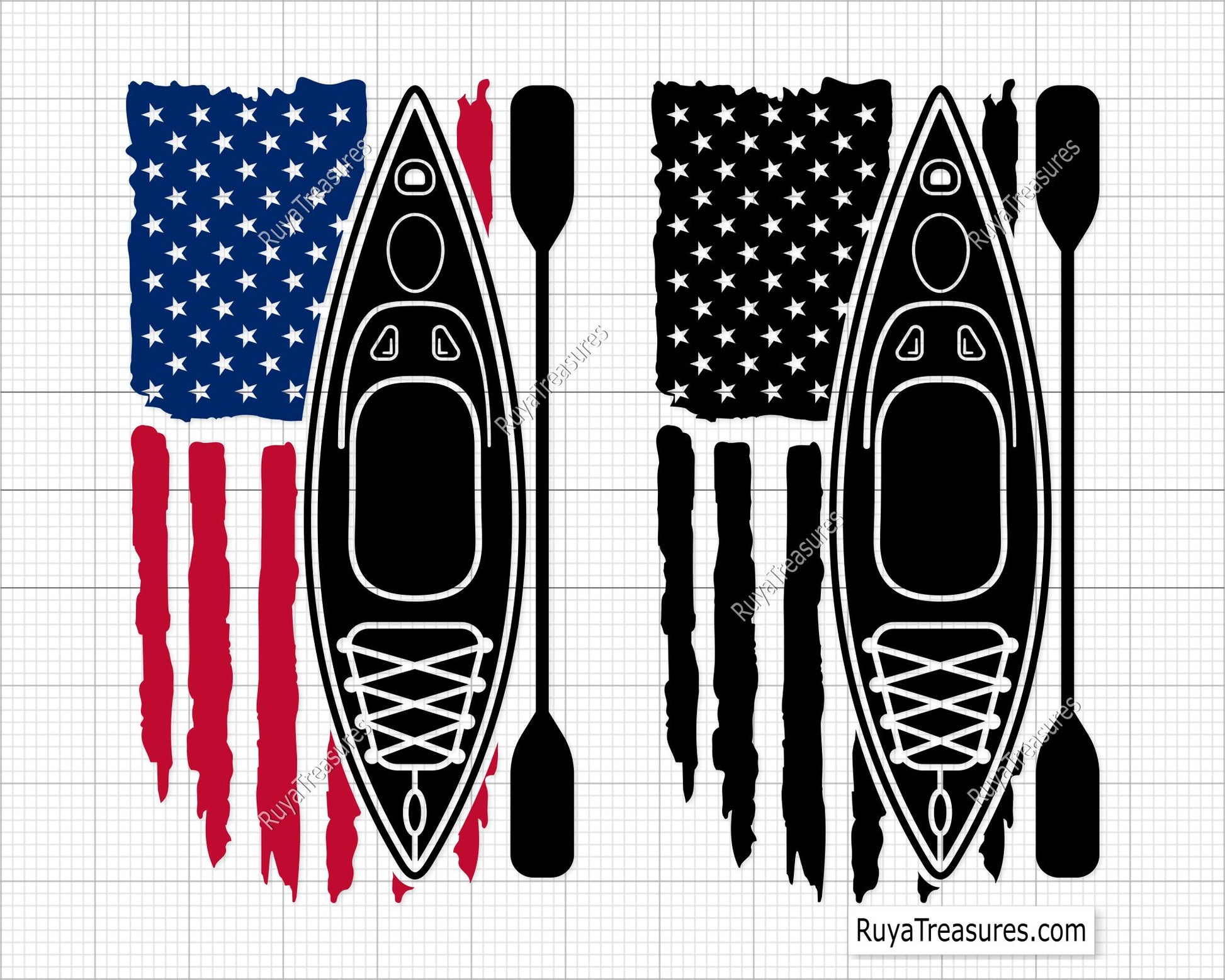 Kayak American Flag SVg Png
