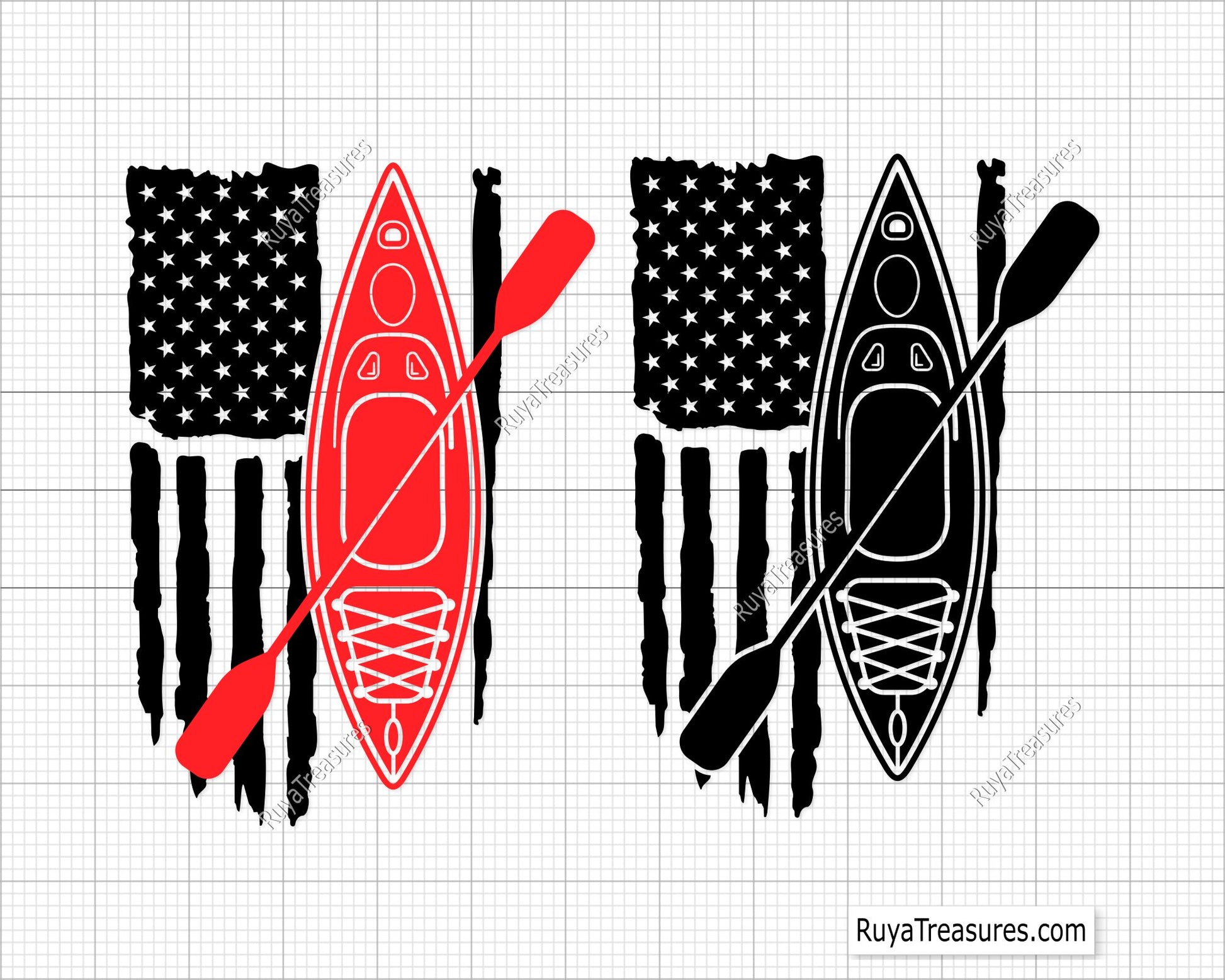 Kayak American Flag SVg Png