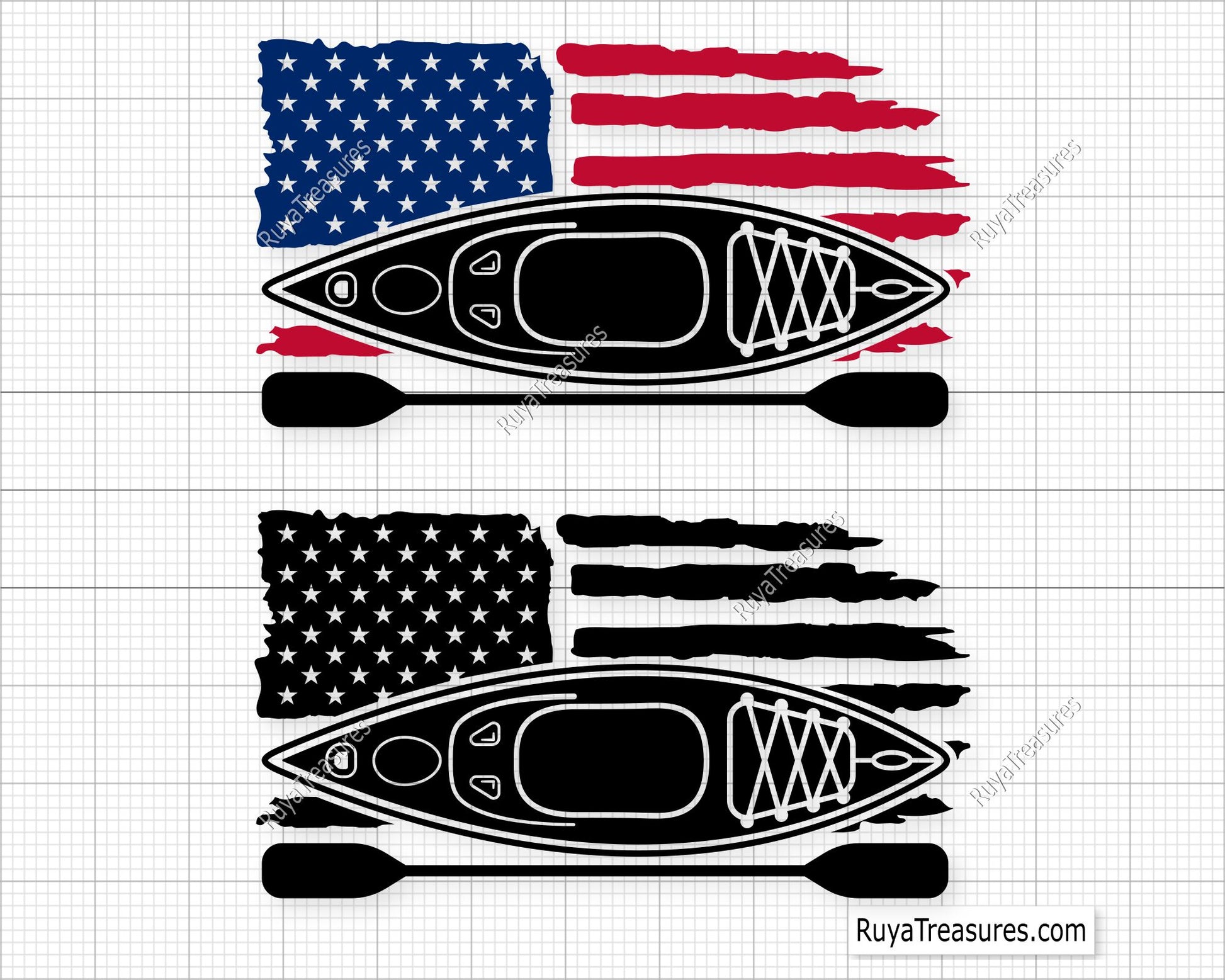 Kayak American Flag SVg Png