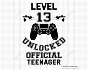 Level 13 Unlocked Official Teenager Svg
