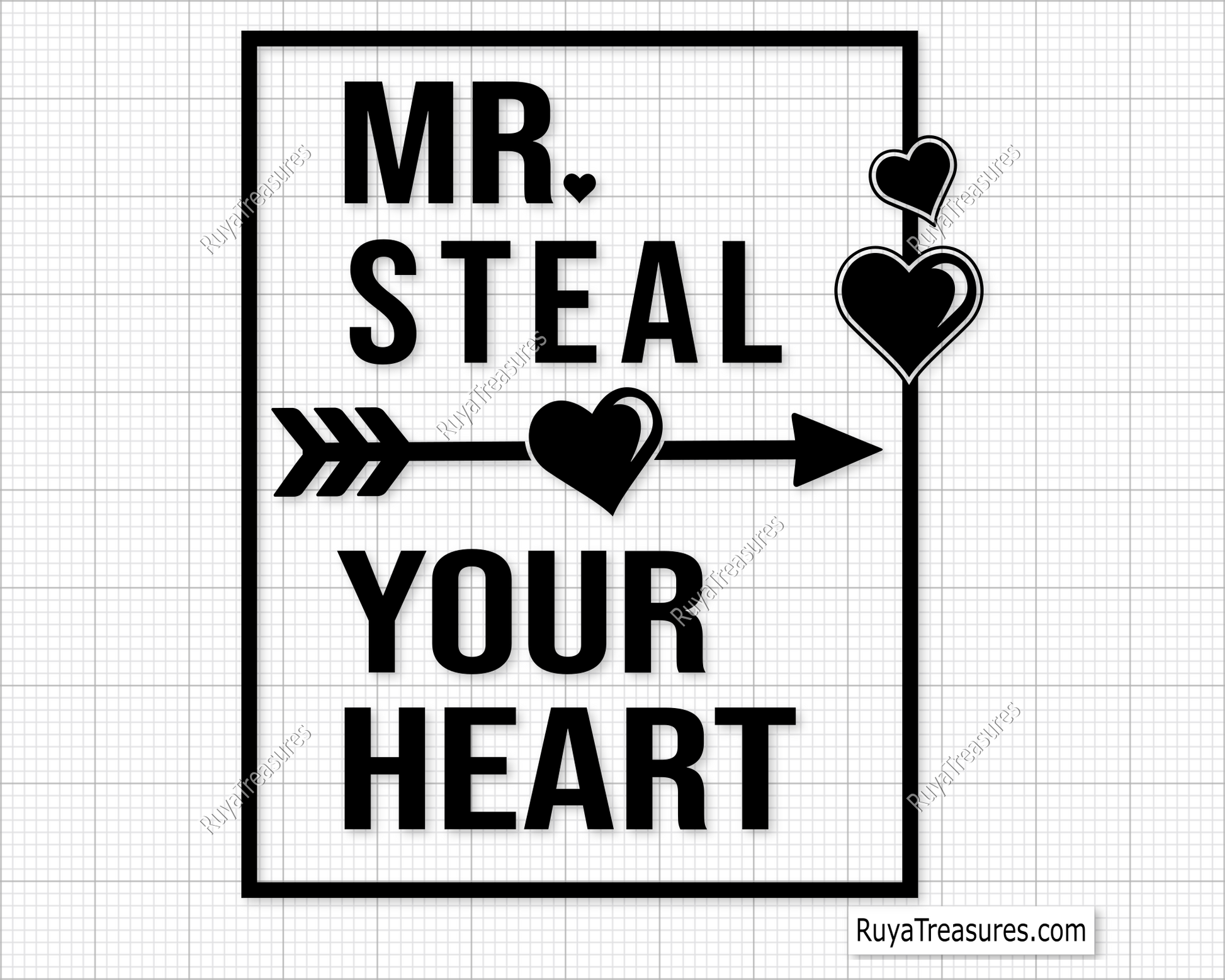 Mr. Steal Your Heart SVG, perfect for Valentine’s Day shirts, couple gifts, and romantic crafts.