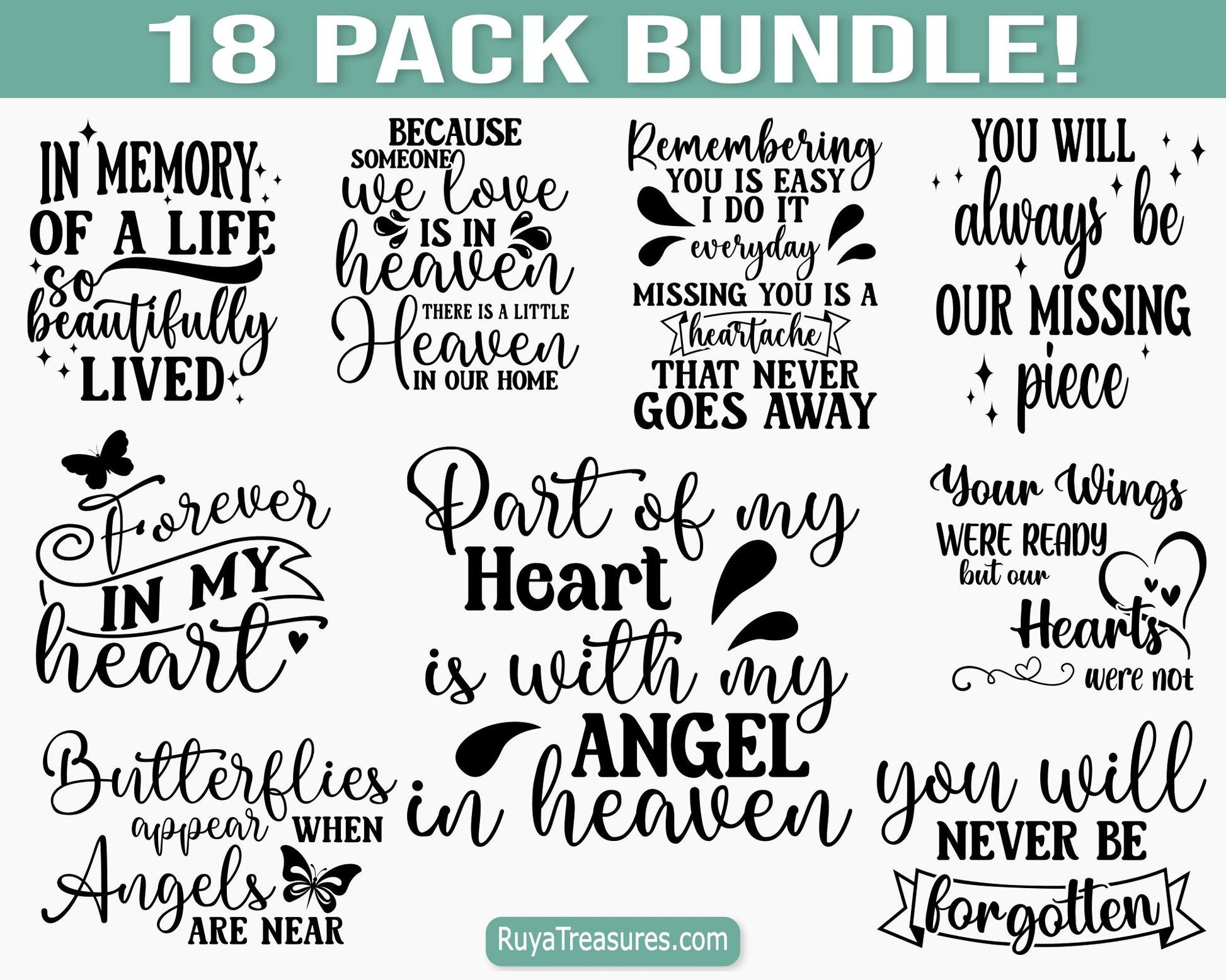 Memorial Quotes Svg Bundle