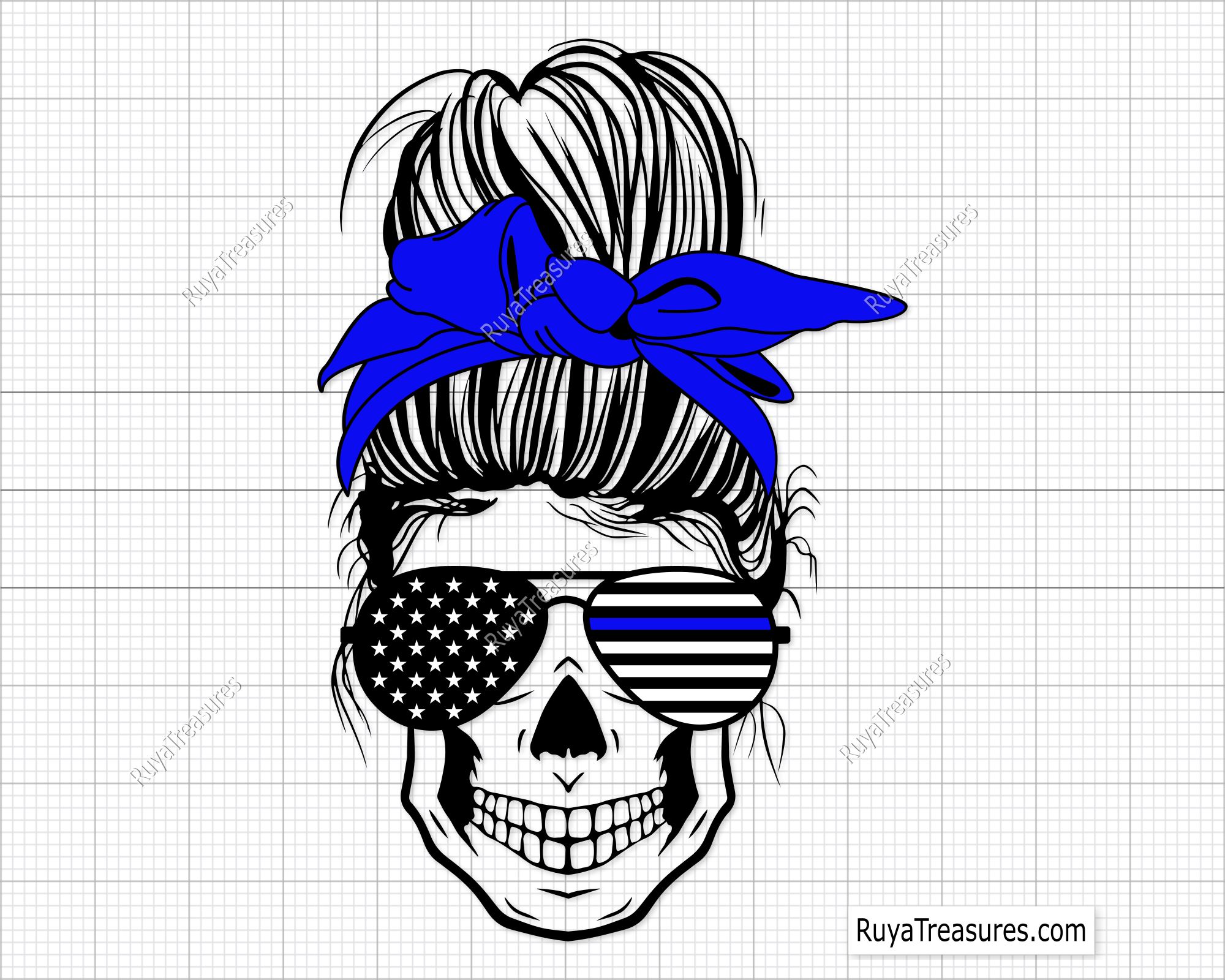 Messy Bun Blue Line Svg, Police Mom Svg, Thin Blue Line Wife Svg