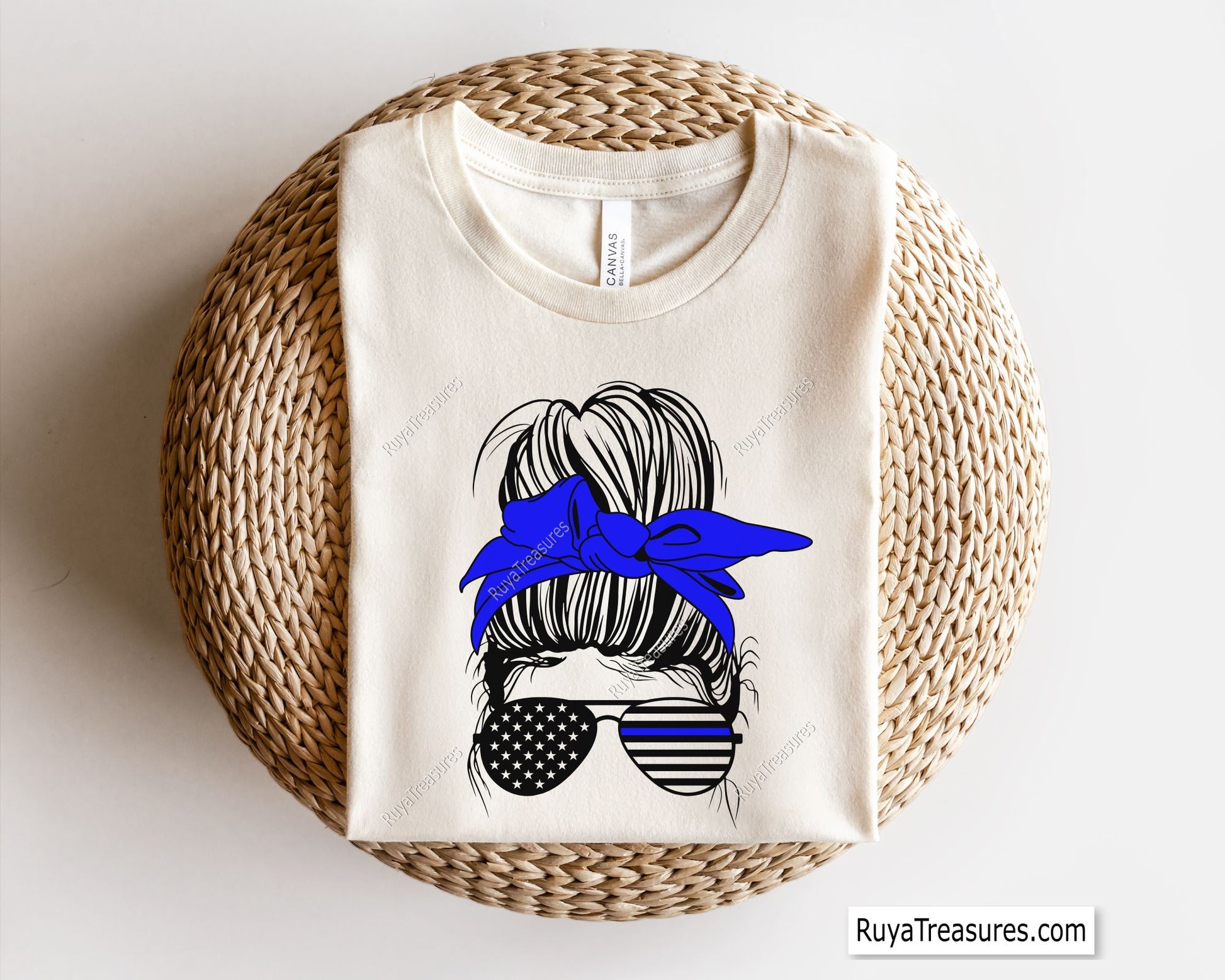 Messy Bun Blue Line Svg