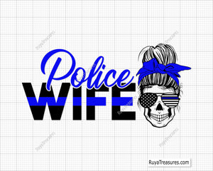 Messy Bun Police Wife Svg