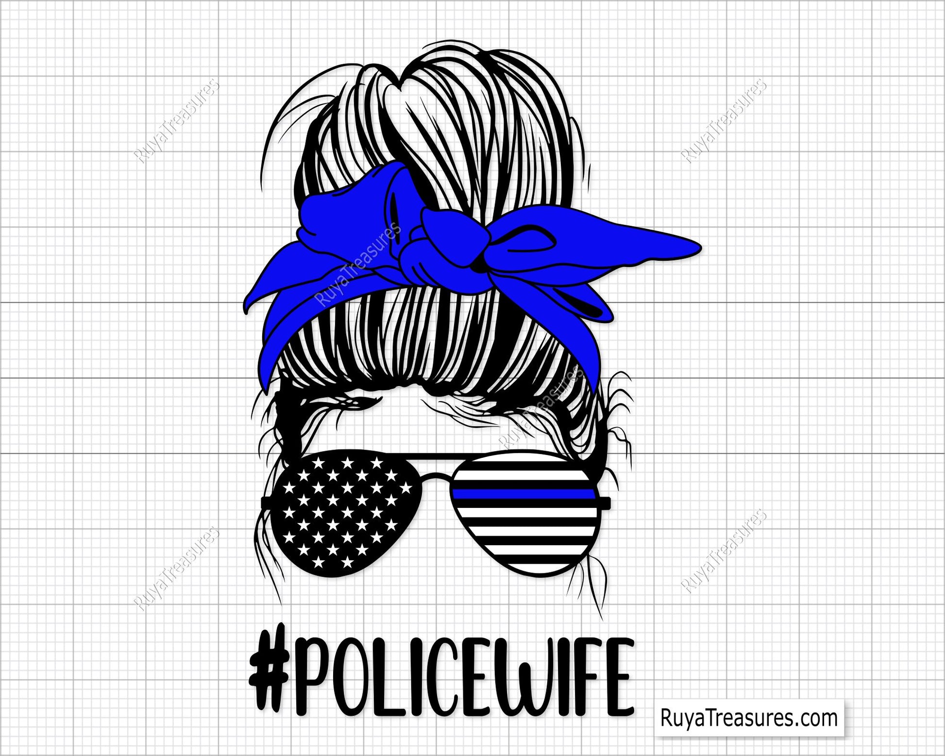 Messy Bun Police Wife Svg