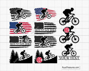 Mountain Bike USA Flag Svg Png