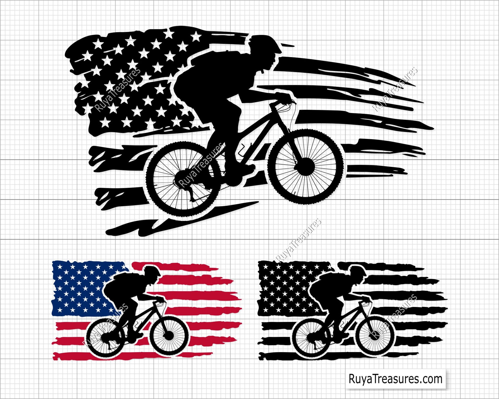 Mountain Bike USA Flag Svg Png