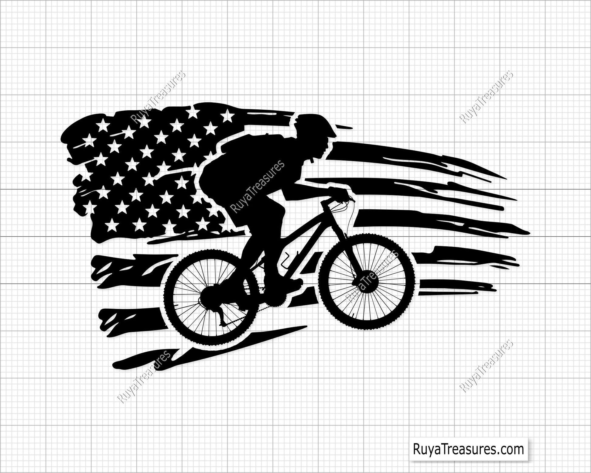 Mountain Bike USA Flag Svg Png