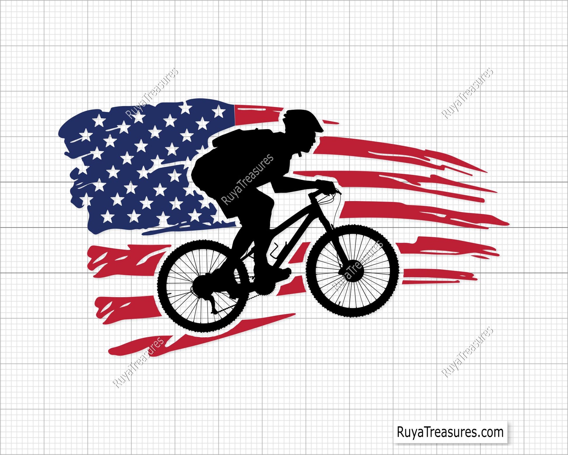 Mountain Bike USA Flag Svg Png