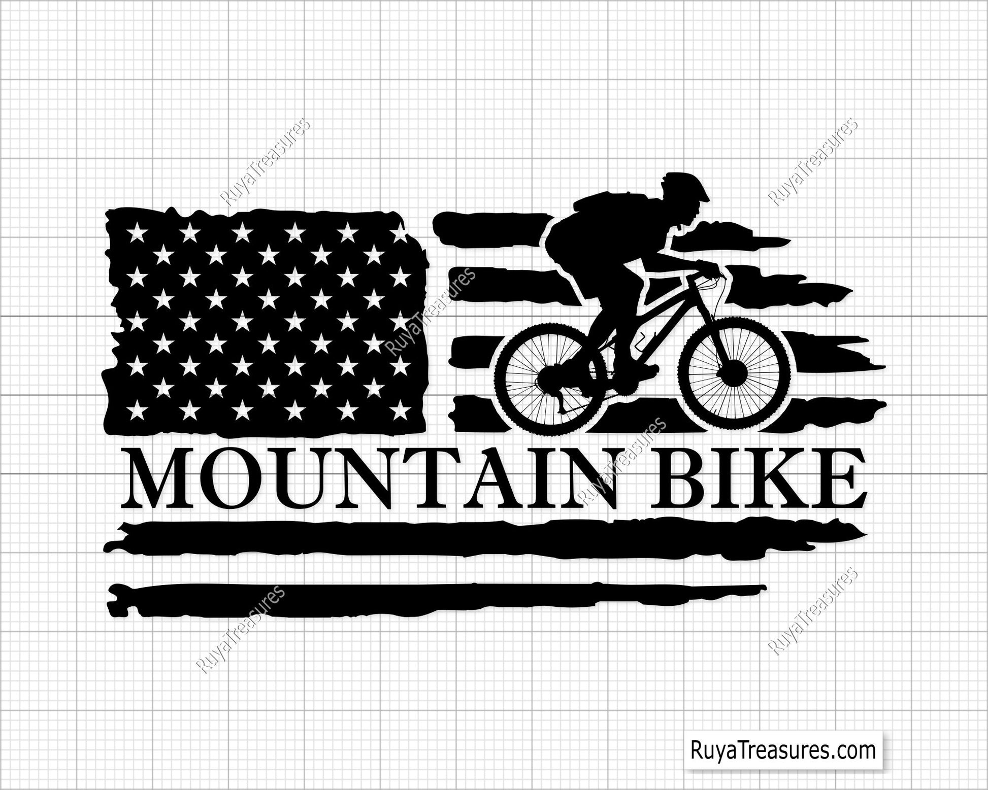 Mountain Bike USA Flag Svg Png