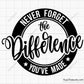 Never Forget the Difference You've Made Svg