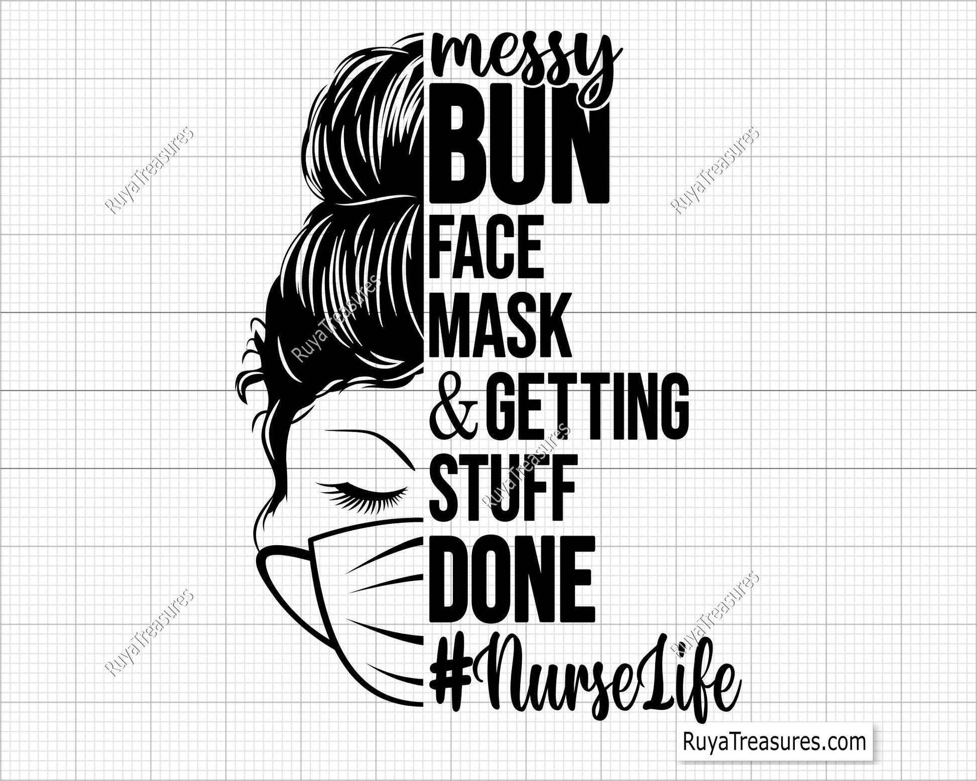 Nurse Messy Bun Svg