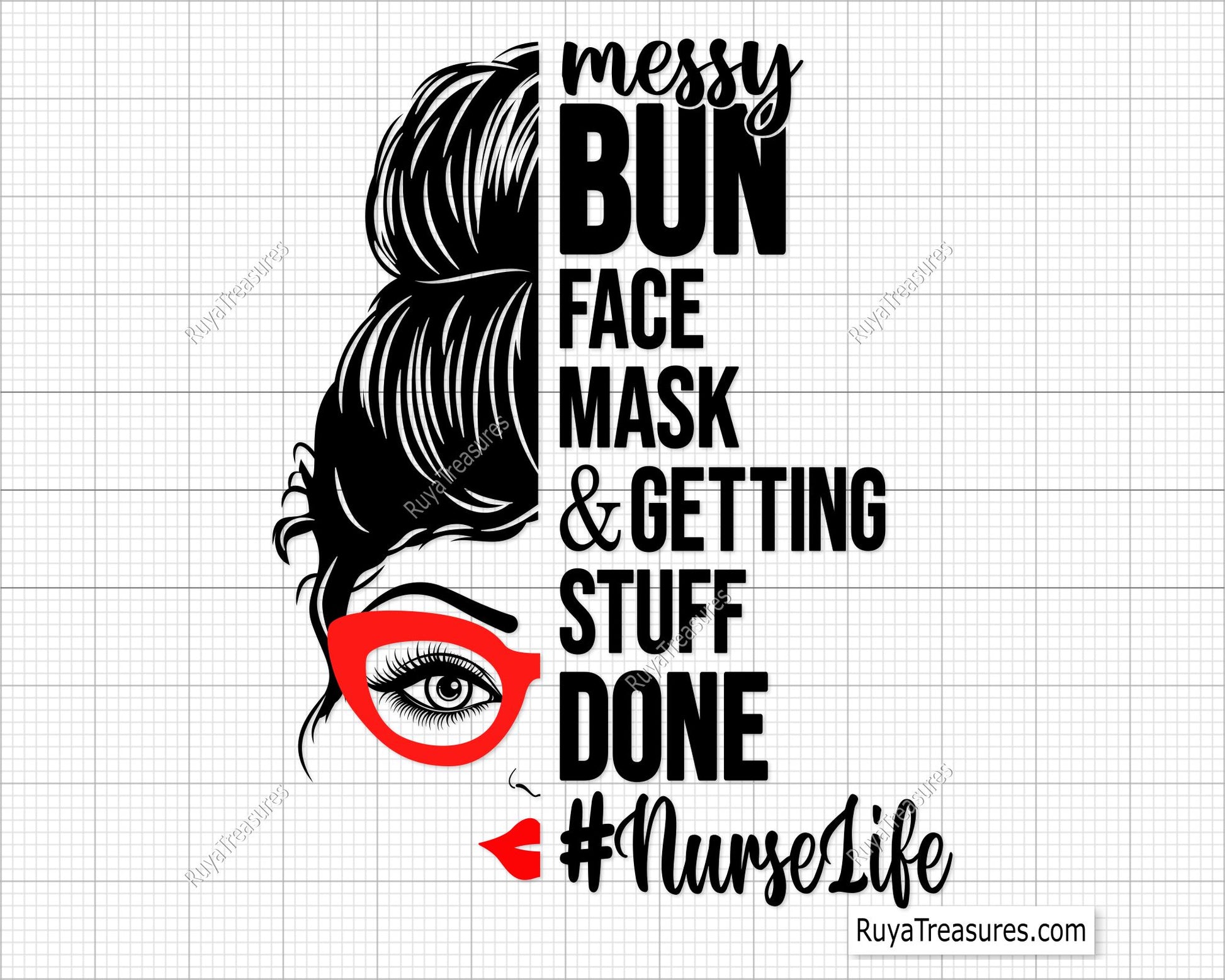 Nurselife Messy Bun Svg