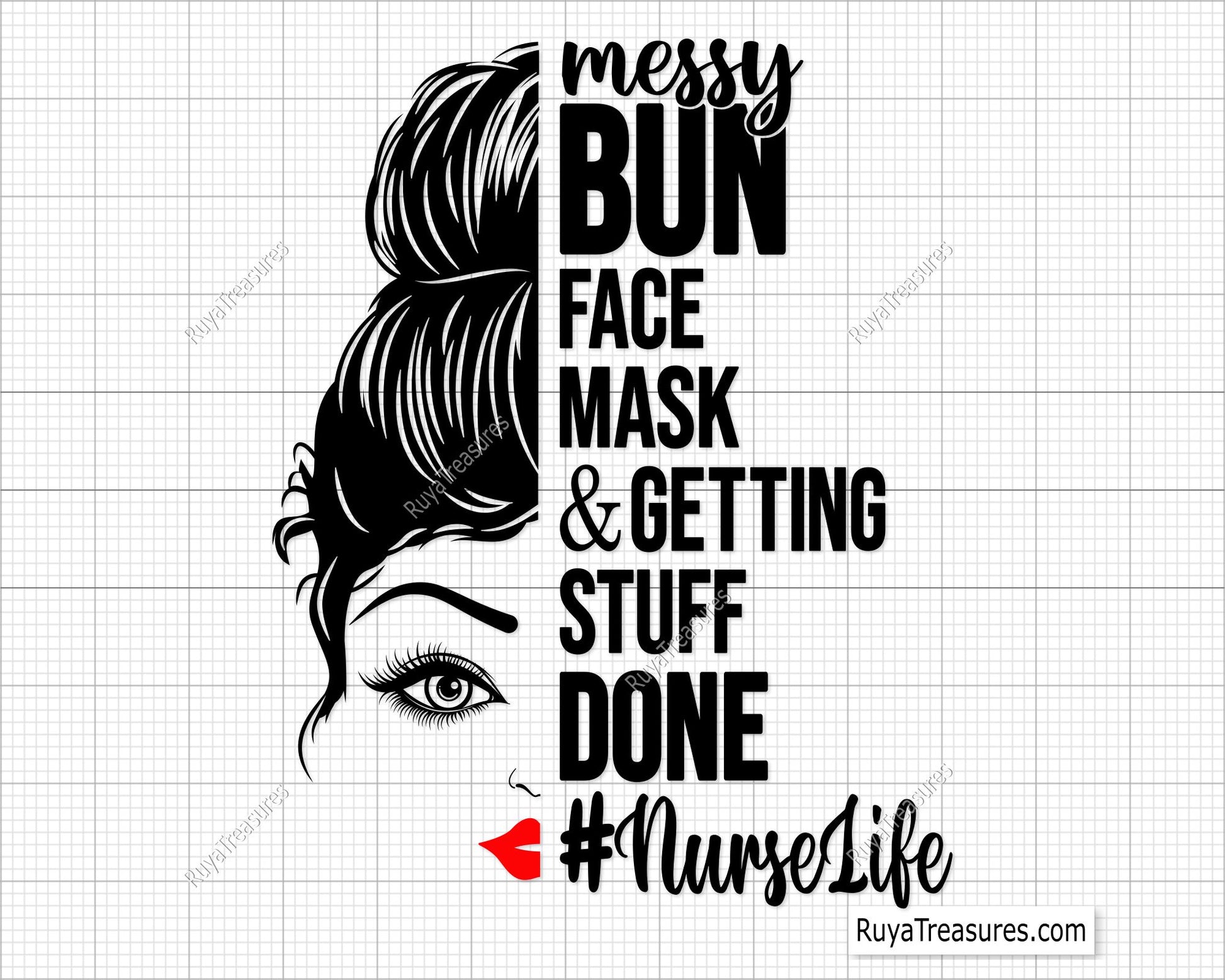 Nurselife Messy Bun Svg