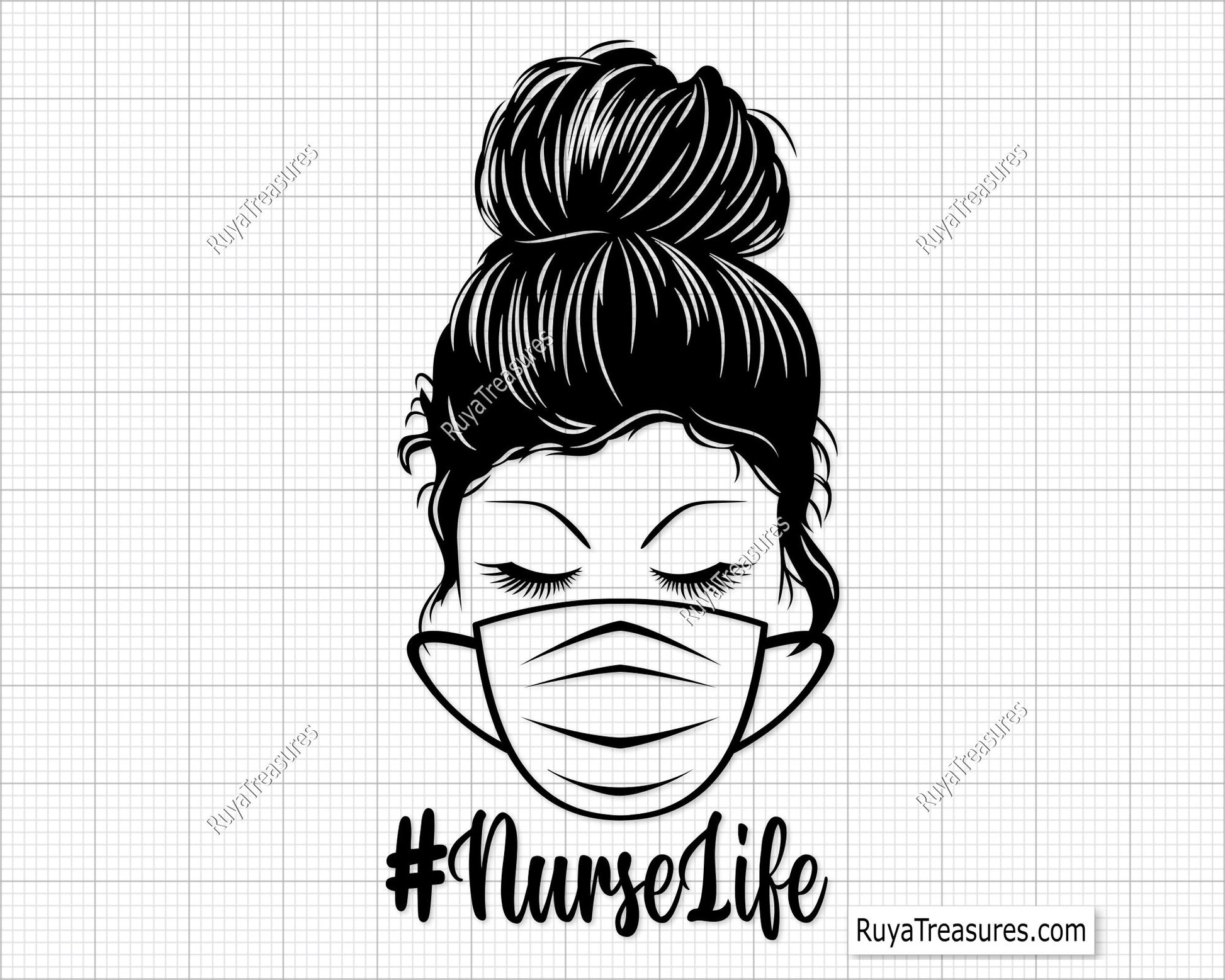 Nurselife Messy Bun Svg