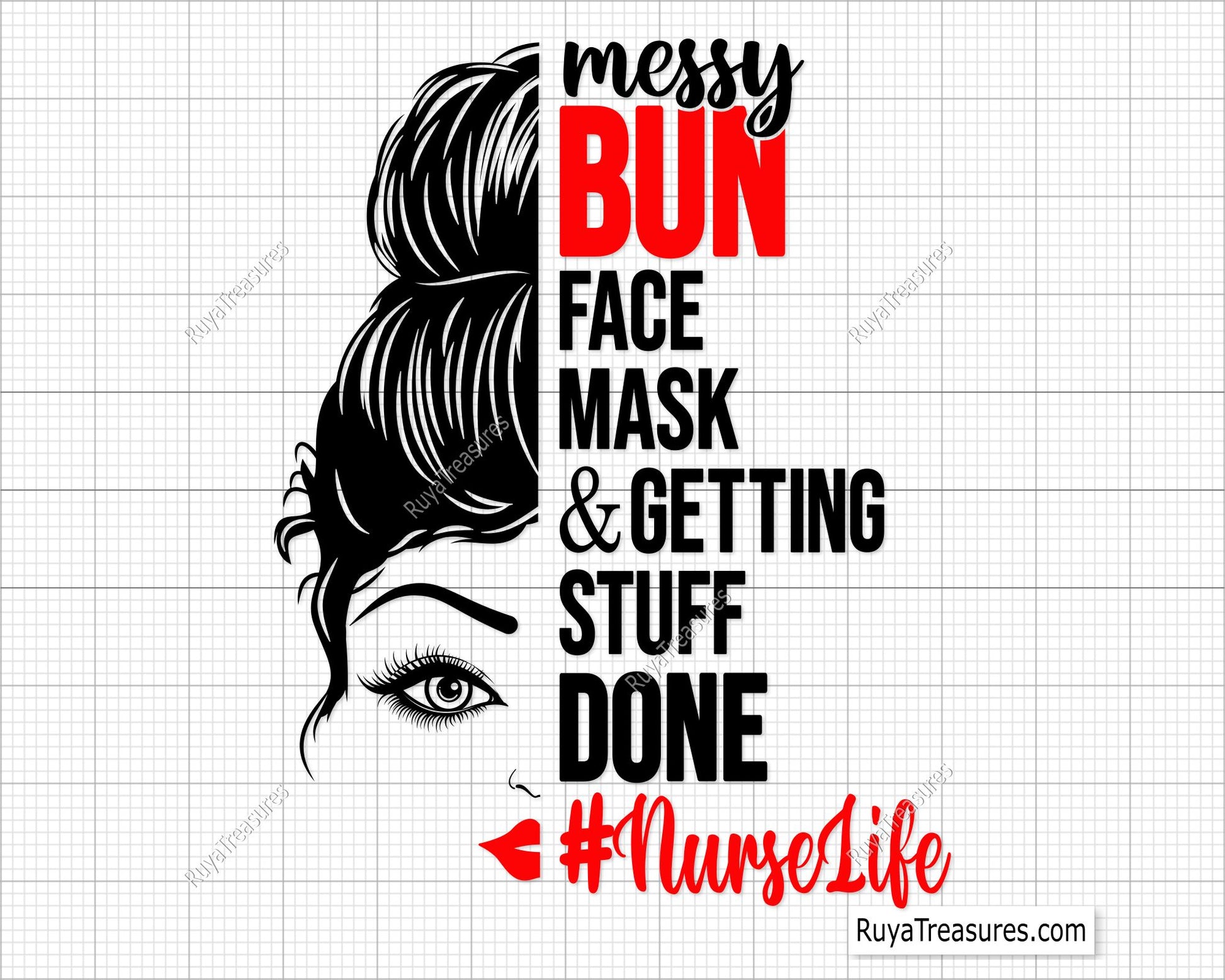 Nurselife Messy Bun Svg