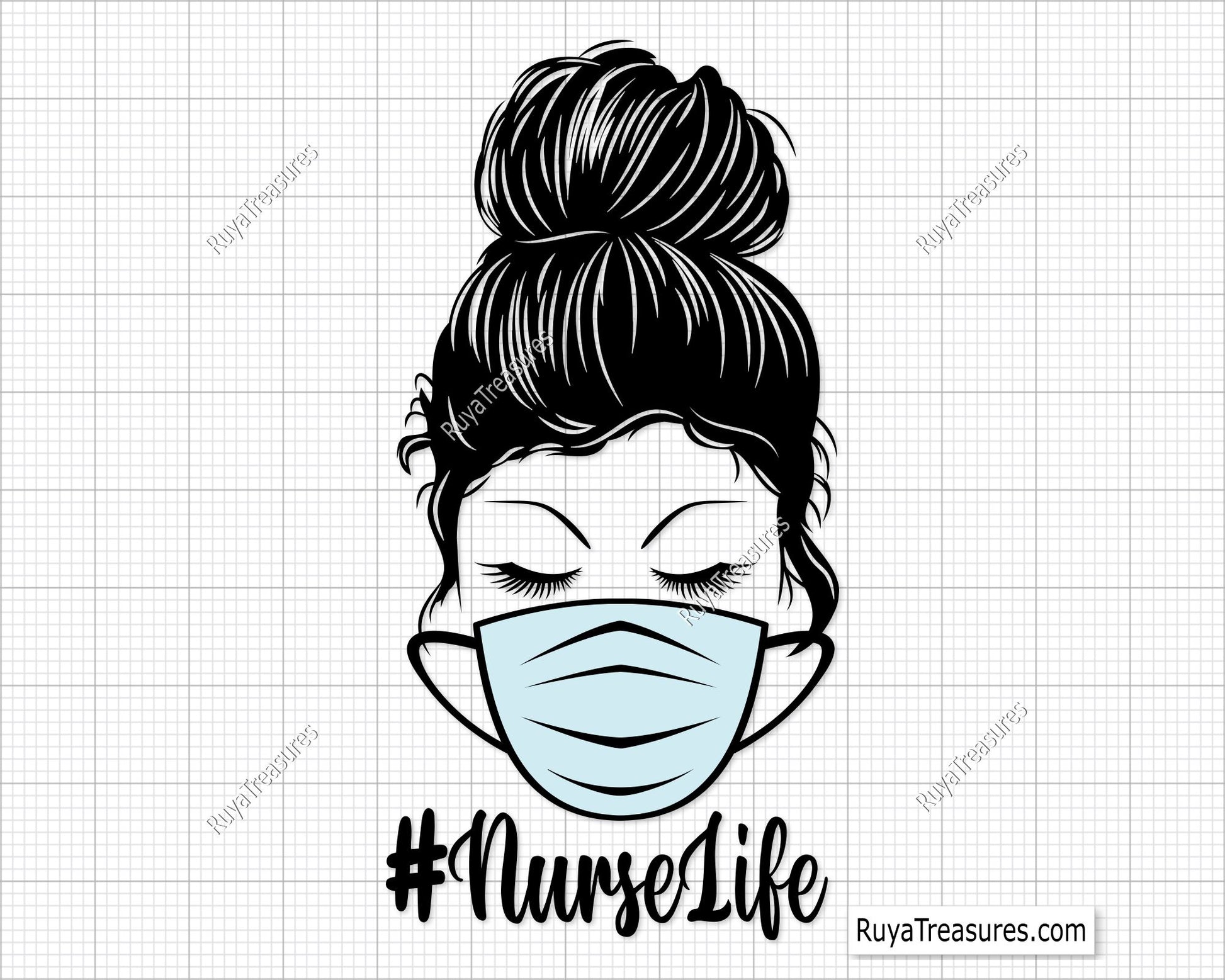 Nurselife Messy Bun Svg