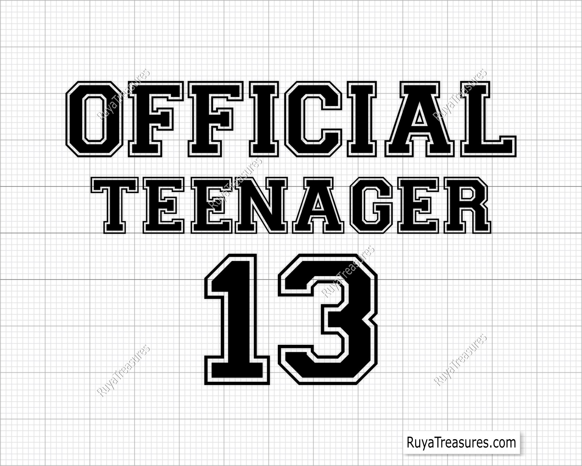 Teenager Birthday Svg, Official Teen Svg, 13th Birthday Party Svg