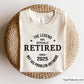Funny retirement SVG with "The Legend Has Officially Retired" text, perfect for shirts, mugs, and gifts