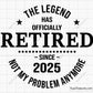 Funny retirement SVG with "Officially Retired Not My Problem Anymore" quote, perfect for retired life crafts and gifts.