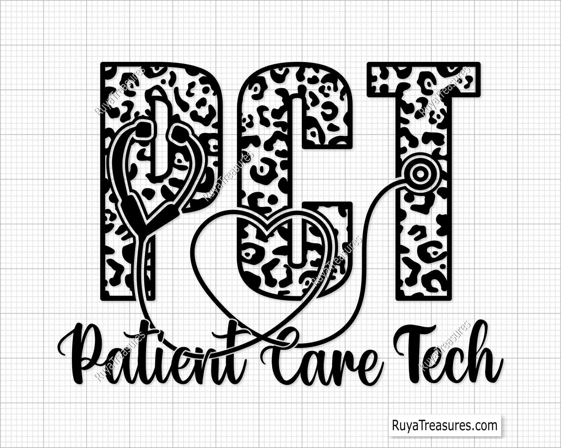 PCT Patient Care Technician Leopard Svg