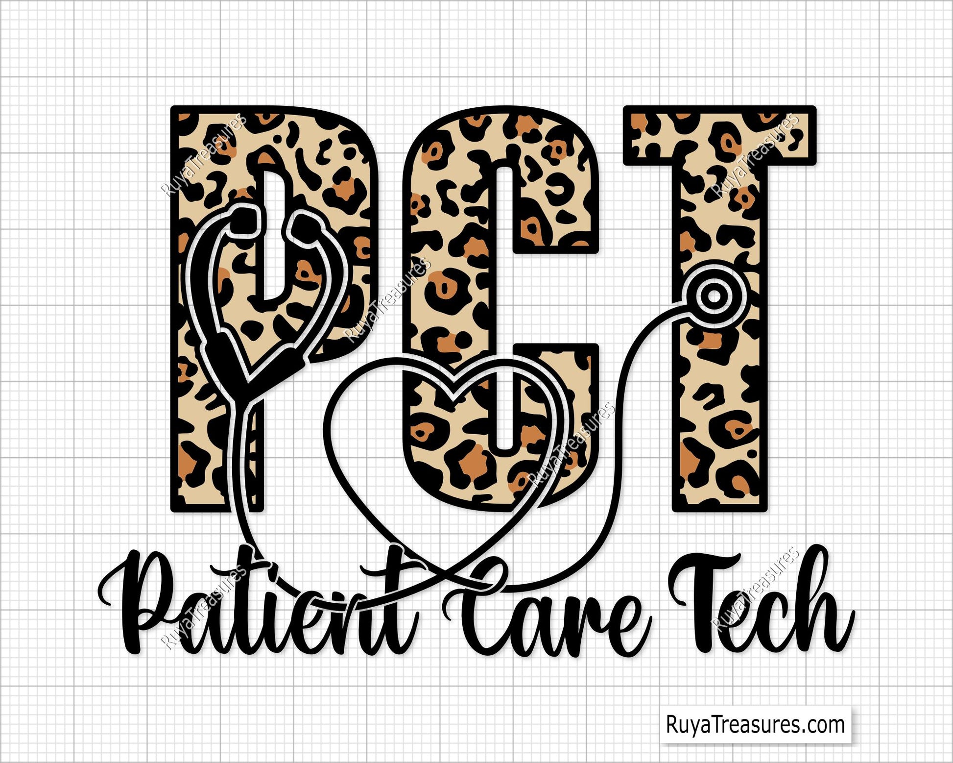 PCT Patient Care Technician Leopard Svg