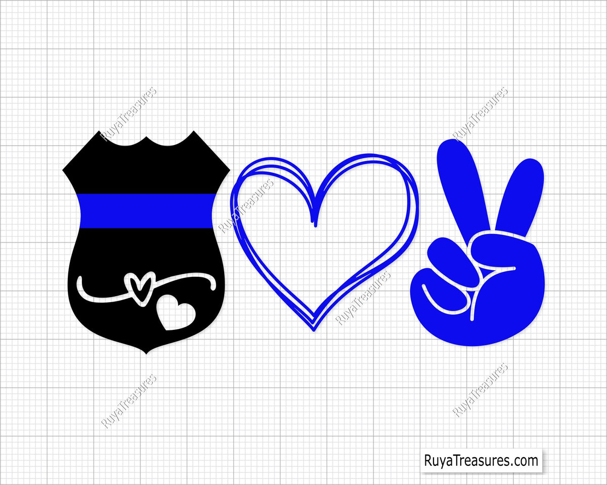 Police Peace and Love Svg Png, Police Officer Svg, Thin Blue Line Svg