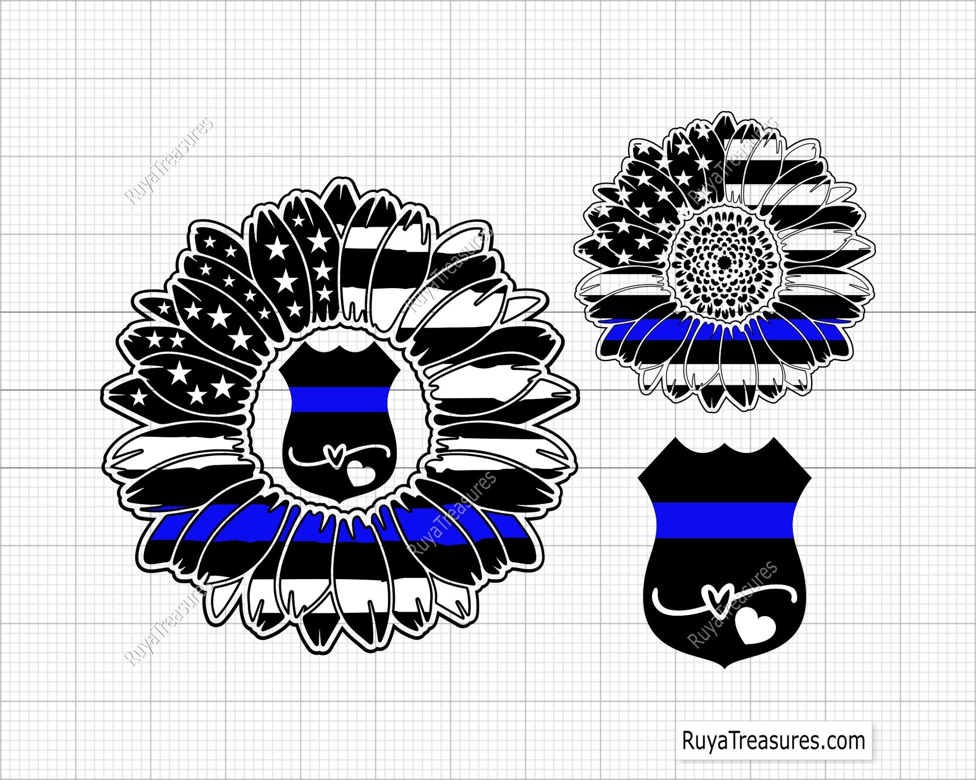 Police Badge Sunflower Svg