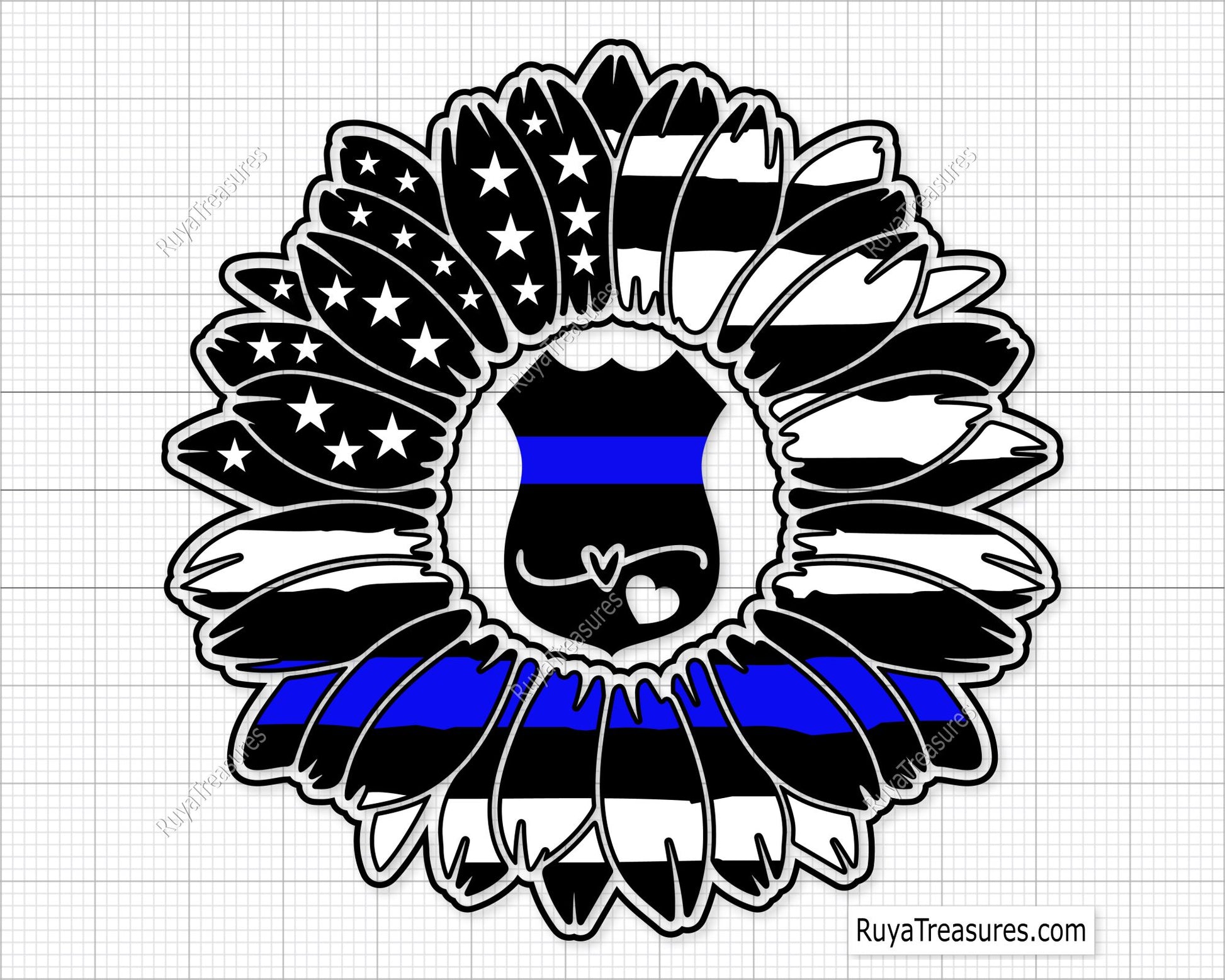 Police Badge Sunflower Svg