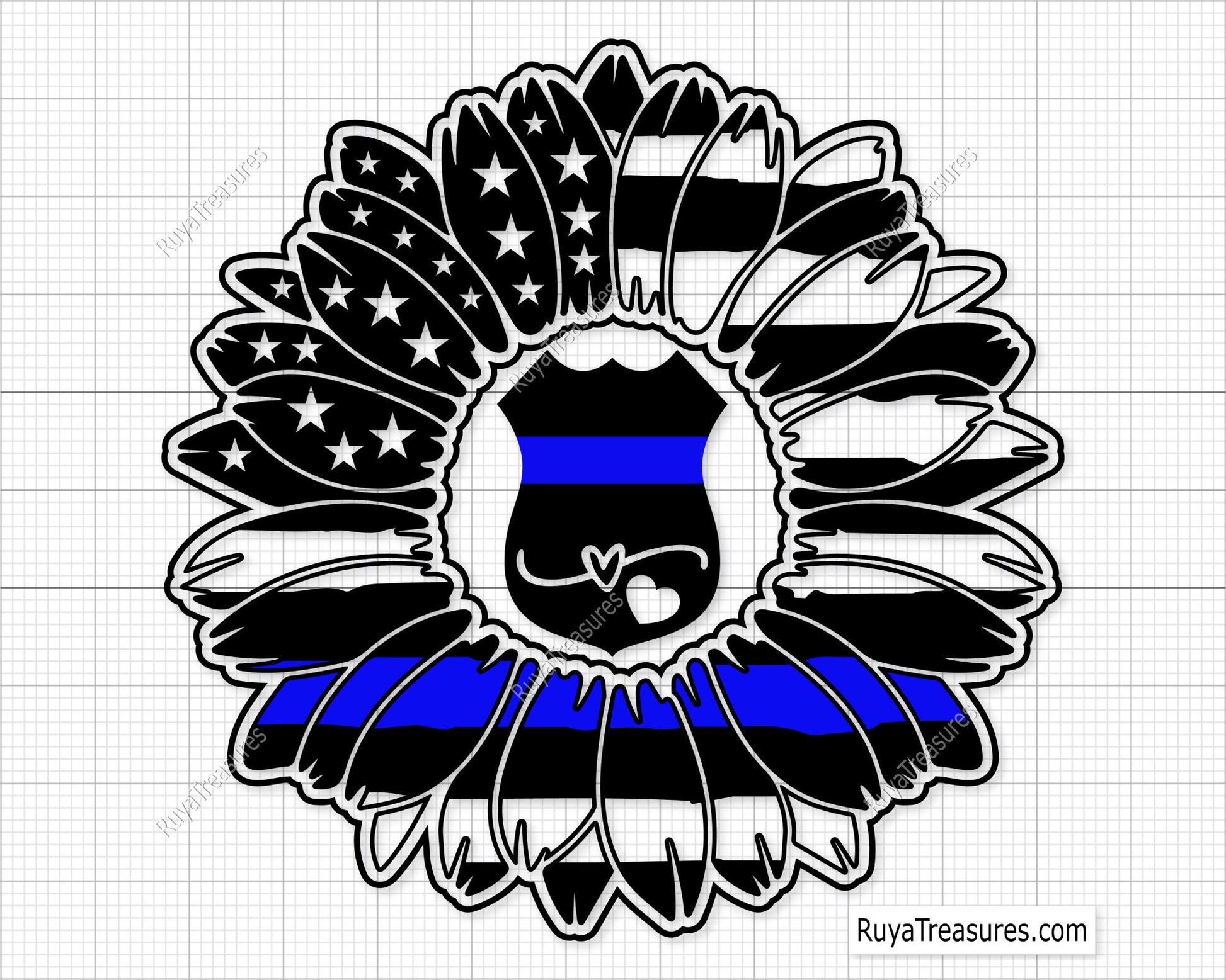 Police Badge Sunflower Svg
